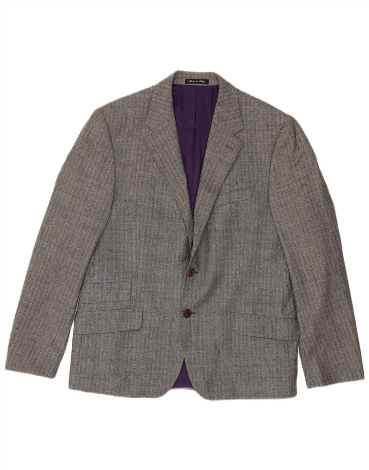Paul Smith Veste blazer à 2 boutons pour homme UK 40 Grande laine à fines rayures grises
