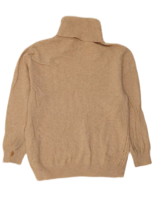 Zara Pull court à col roulé pour femme UK 12 en coton beige moyen