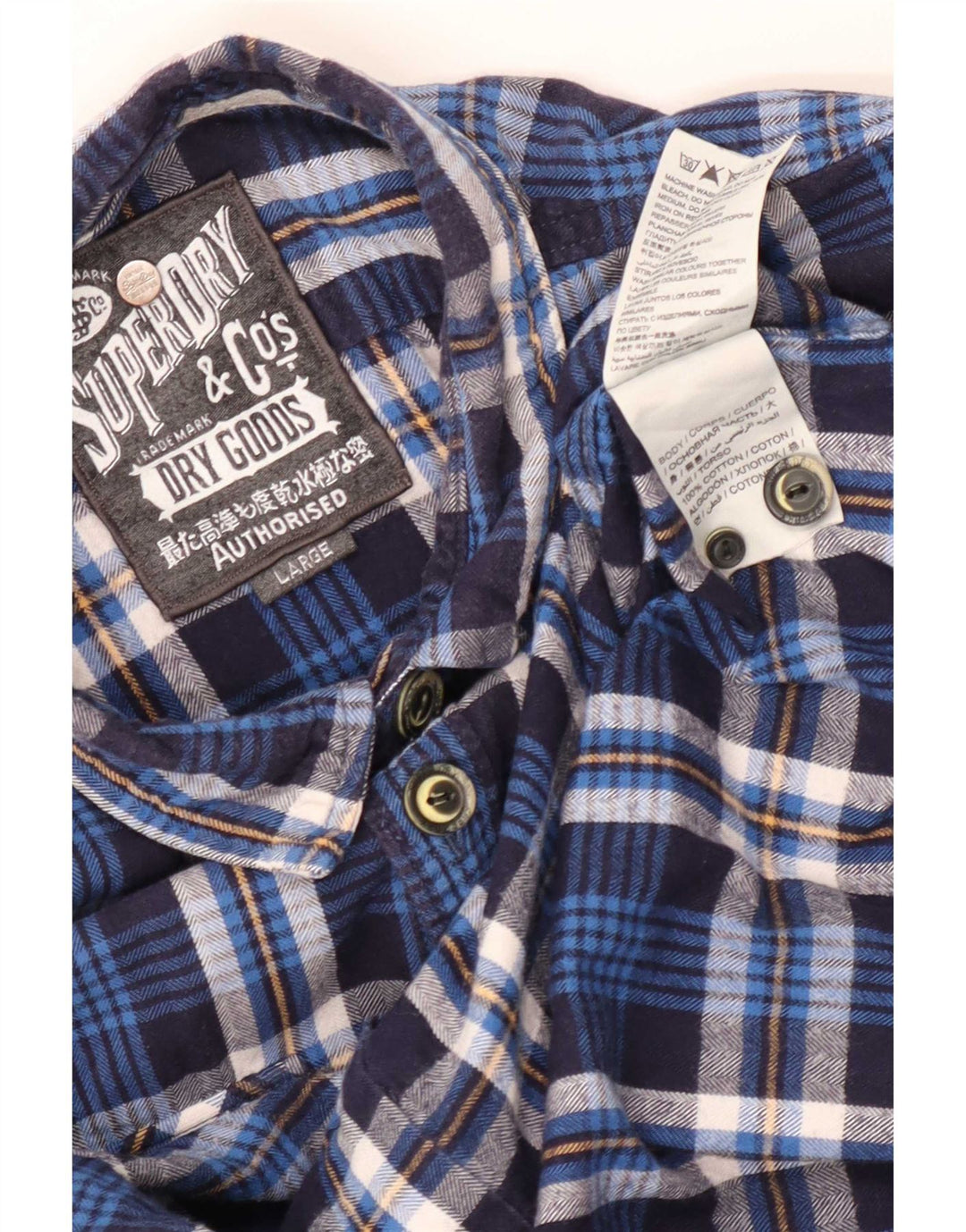 Superdry Chemise en flanelle pour homme en coton à carreaux bleu marine grand