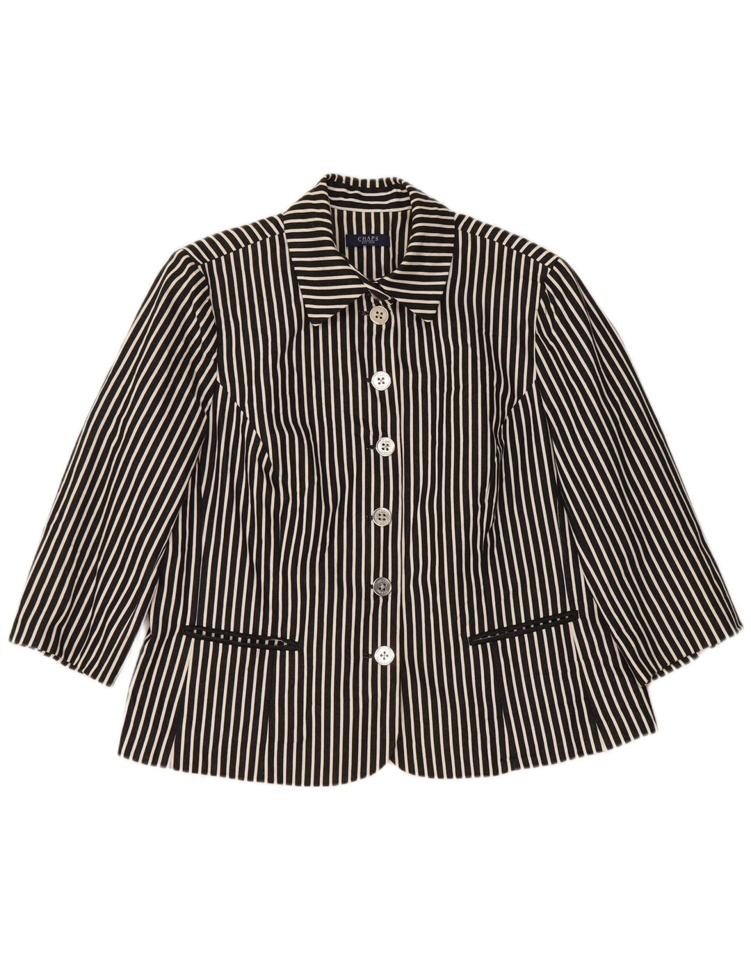 Chaps Veste blazer à manches 3/4 et 6 boutons pour femme UK 18 XL Bleu marine rayé