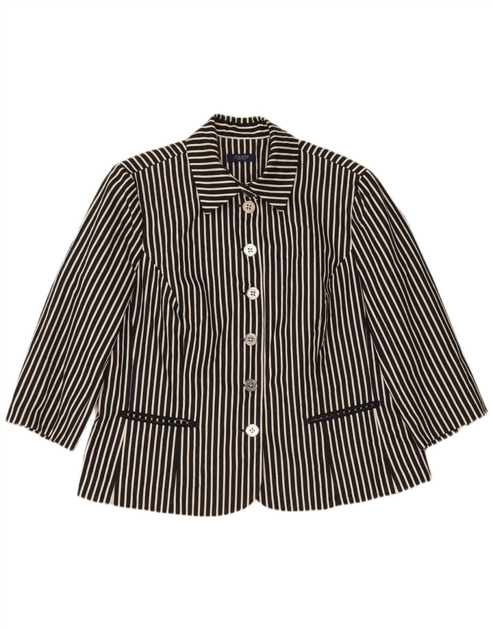 Chaps Veste blazer à manches 3/4 et 6 boutons pour femme UK 18 XL Bleu marine rayé