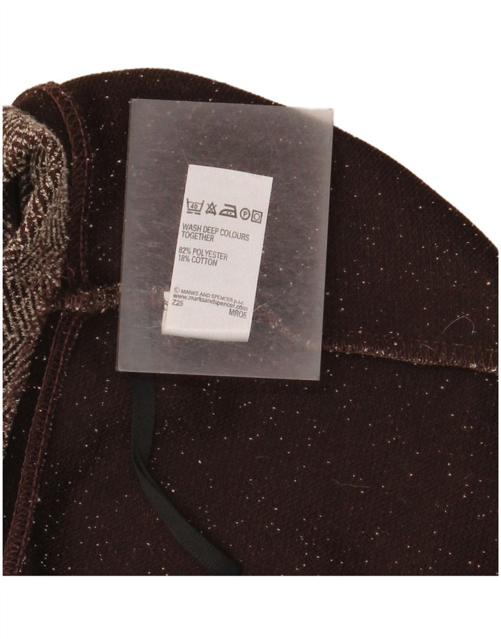 Marks & Spencer Jupe mi-longue pour femme UK 18 XL W36 Marron à chevrons Polyester
