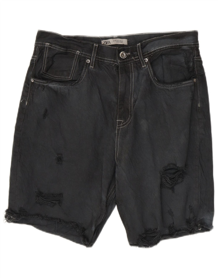 ZARA Short en jean vieilli pour homme EU 40 Medium W31 Gris Coton