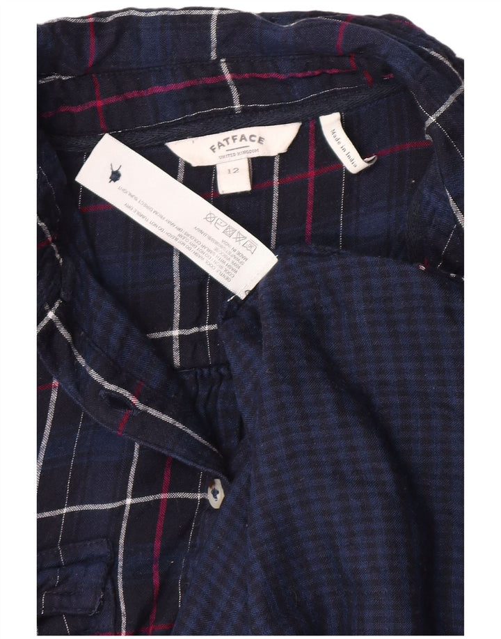 Fat Face Chemise en flanelle pour femme UK 12 Medium Bleu marine à carreaux Viscose