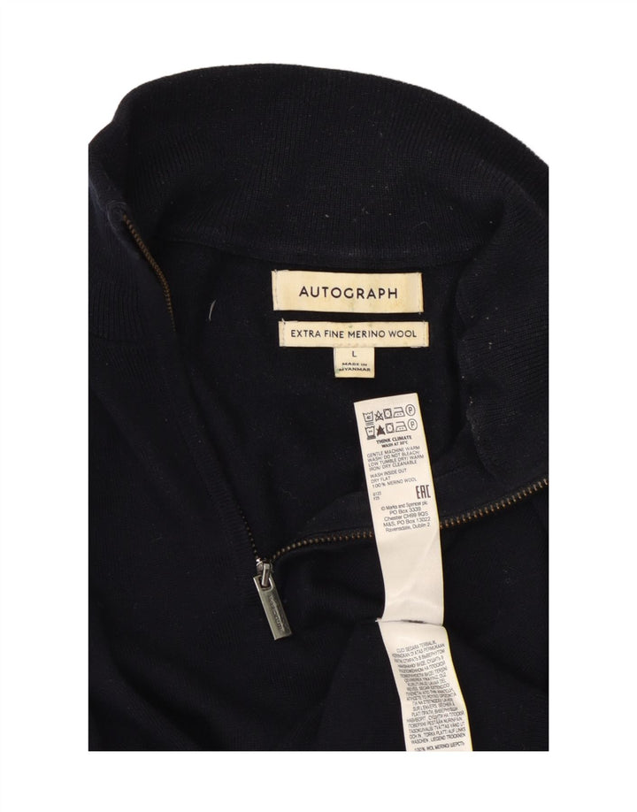 Marks & Spencer Pull à col zippé pour homme en laine bleu marine Taille L