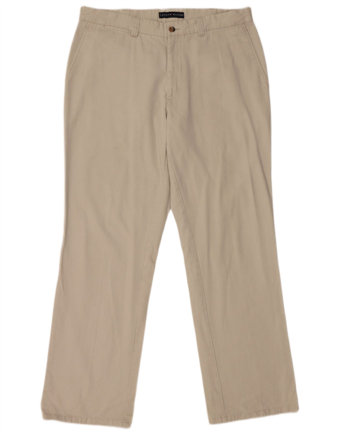 TOMMY HILFIGER Pantalon Chino Droit Homme W36 L32 Beige Coton