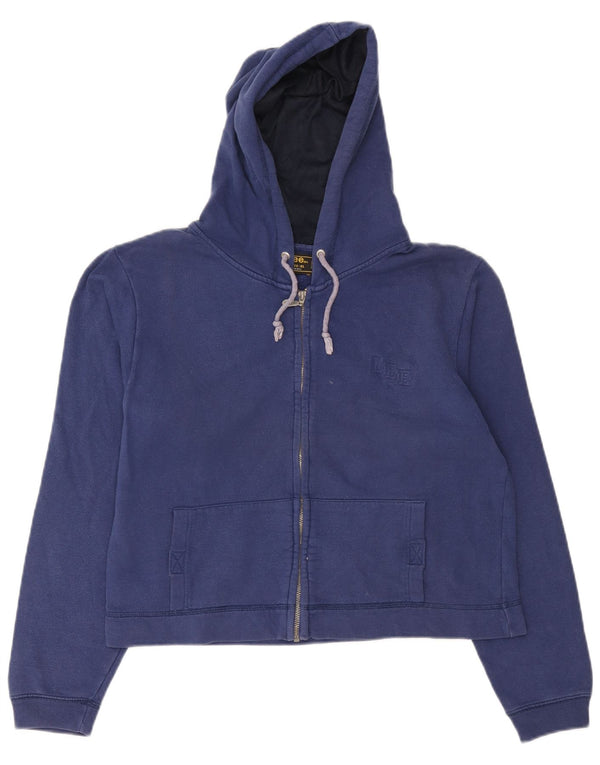 Lee Pull à capuche court zippé pour femme UK 18 XL Bleu marine Coton