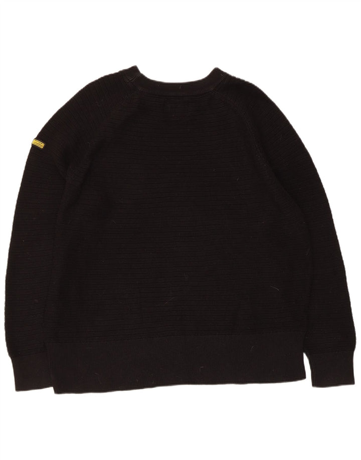 Barbour Pull coupe classique à col bateau pour femme UK 12 Noir moyen