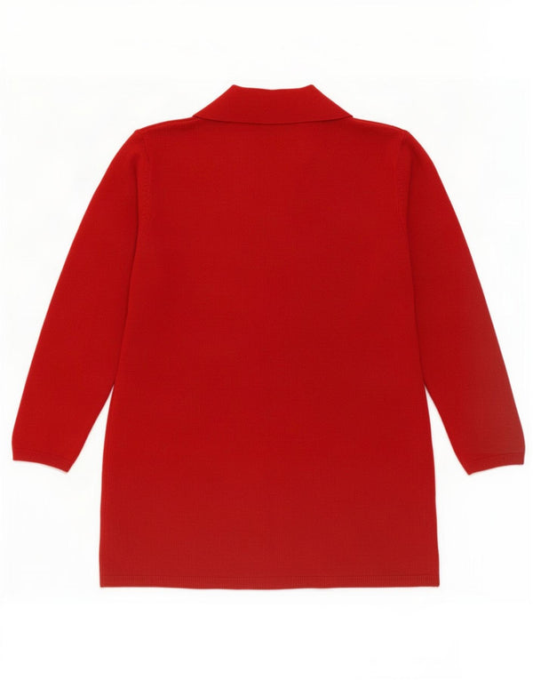 Zara Womens Longline Cardigan Sweater UK 16 Grand Acrylique Rouge