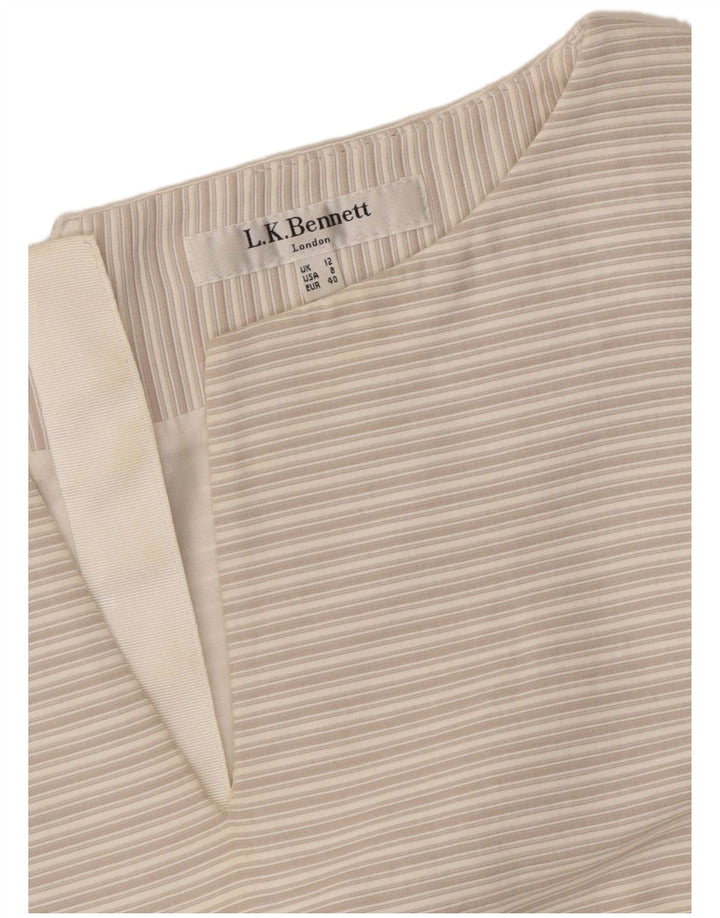 L.K. BENNETT Robe fourreau sans manches pour femme UK 12 Gris moyen rayé