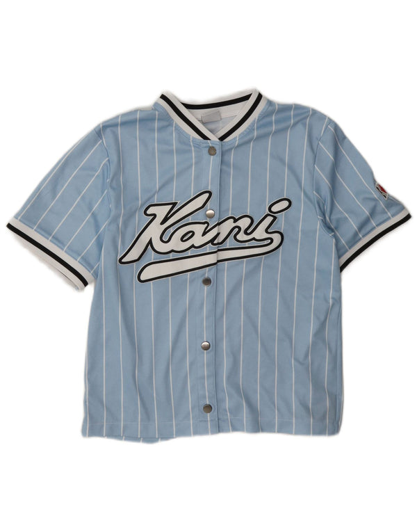 Karl Kani Haut en jersey surdimensionné graphique pour femme UK 6 XS Bleu rayé