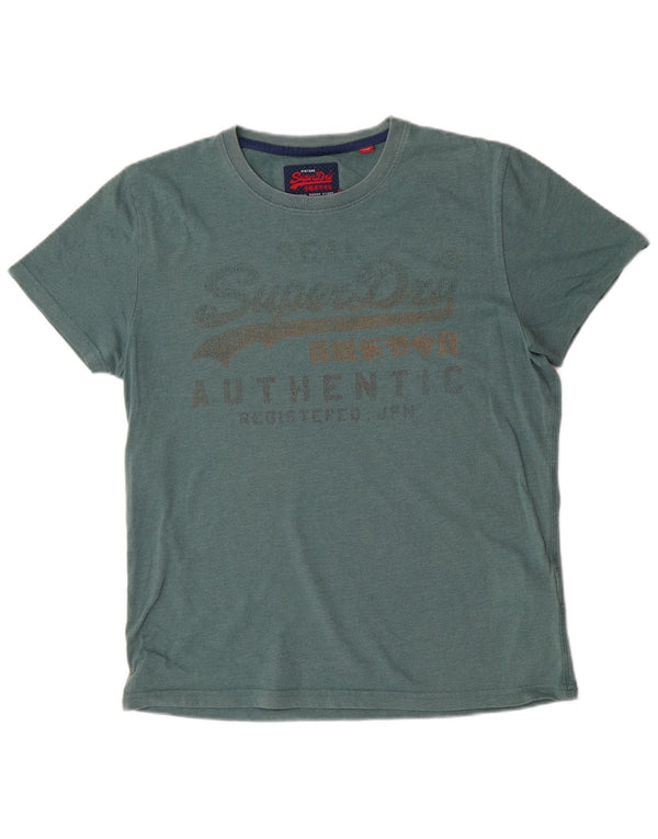 Superdry T-Shirt Graphique Femme UK 18 XL Vert Coton