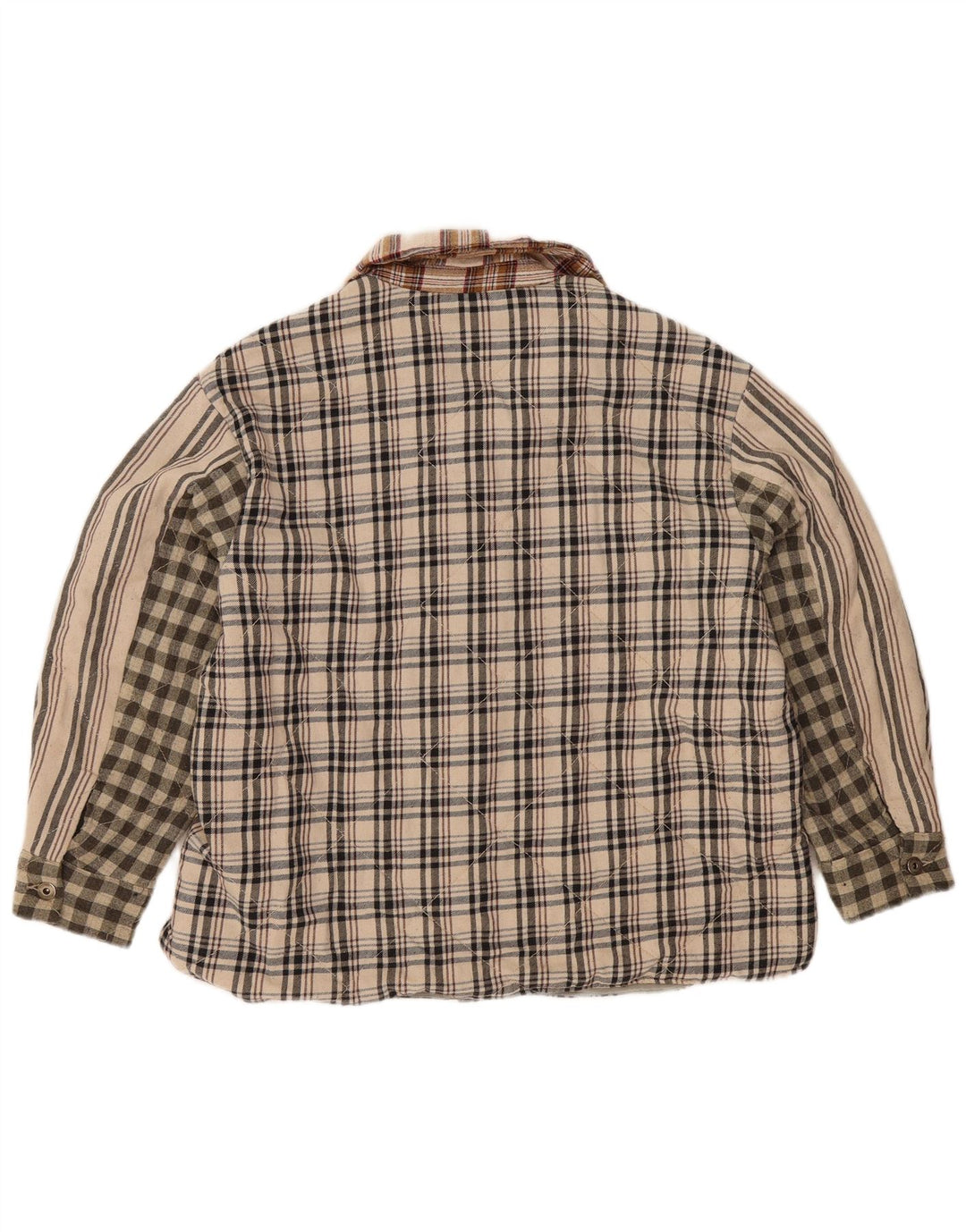 Zara Chemise en flanelle Lumberjack pour femme UK 16 Large Beige Patchwork Polyester