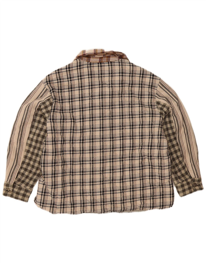 Zara Chemise en flanelle Lumberjack pour femme UK 16 Large Beige Patchwork Polyester