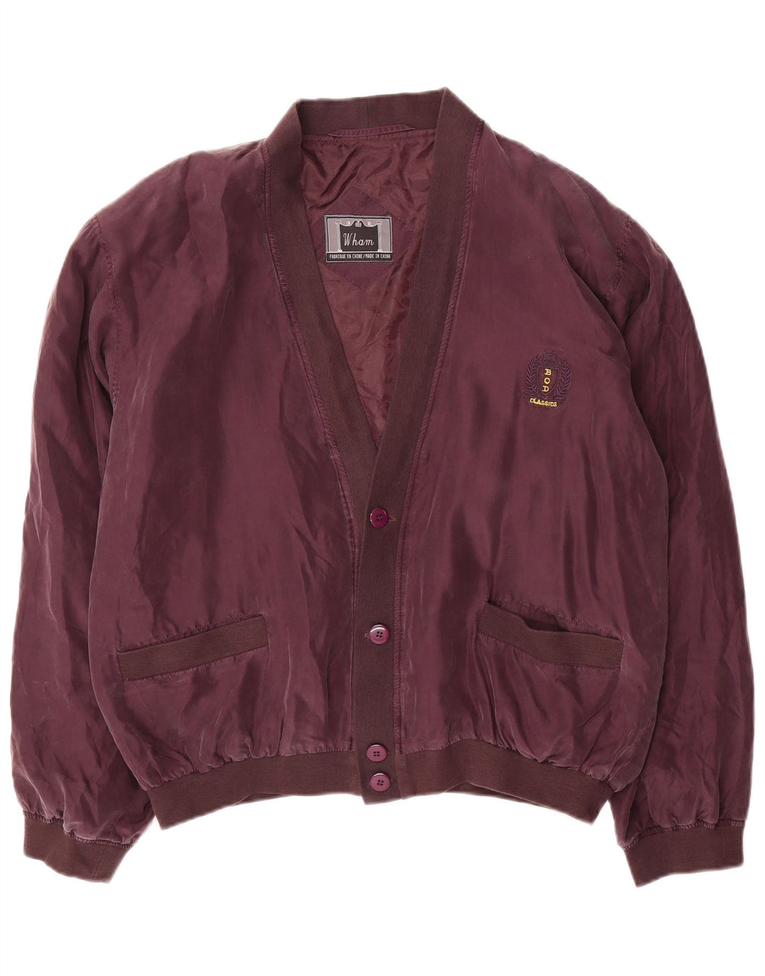 vintage Mens Bomber Jacket UK 38 Moyen Violet Soie
