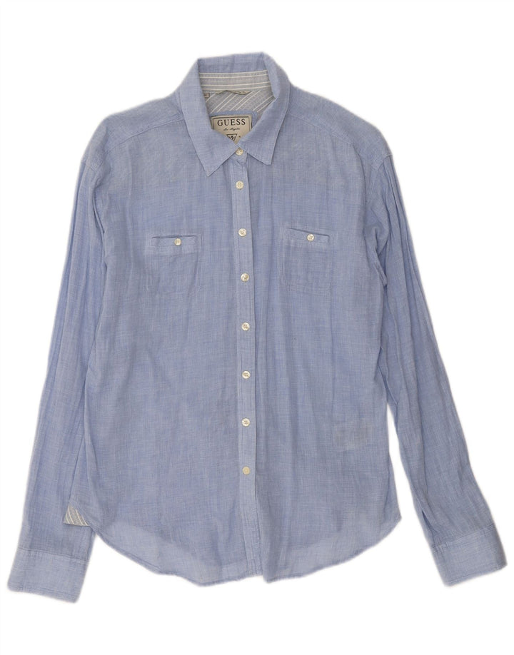 Guess Chemise Femme UK 14 Bleu Moyen Coton