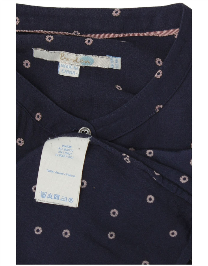 Chemise Boden Femme Chemisier UK 10 Small Bleu Marine Pois Viscose