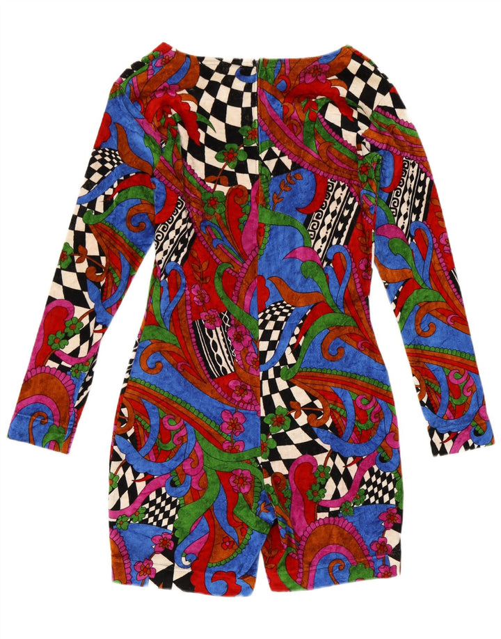 vintage Womens Velour Playsuit UK 12 Moyen Multicolore Paisley