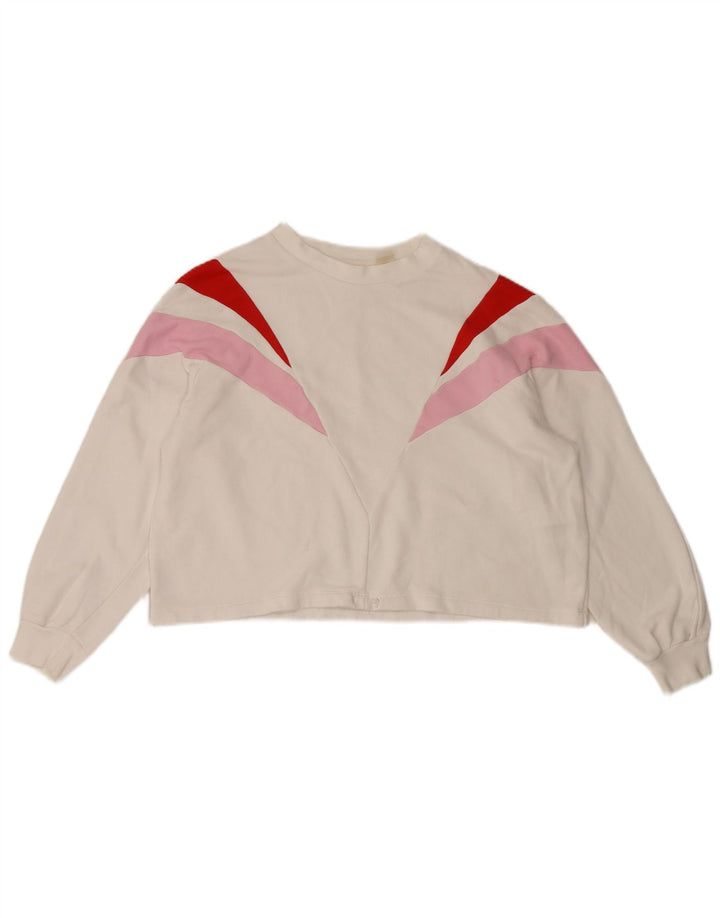 Levi's Sweat-shirt Crop Femme UK 14 Medium Blanc Colorblock