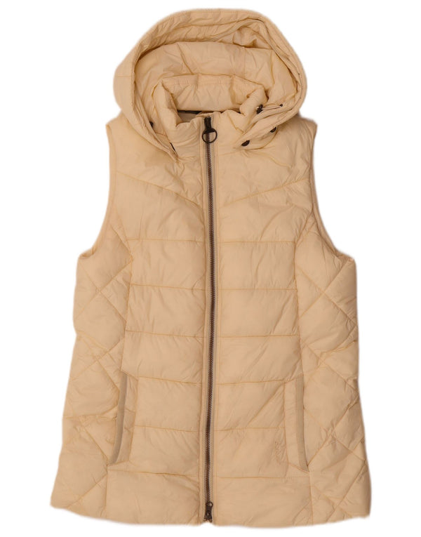 Barbour Gilet rembourré à capuche pour femme UK 10 Small Jaune Polyamide