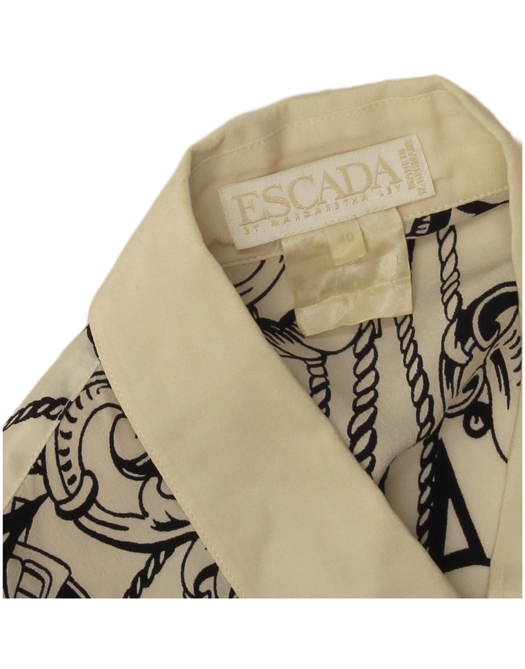 Escada Chemisier à motif abstrait pour femme EU 40 Medium Blanc cassé