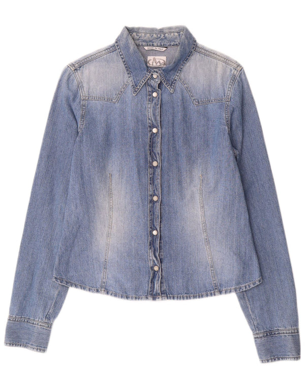 Marella Chemise en jean délavé à l'acide pour femme UK 14 Large Bleu
