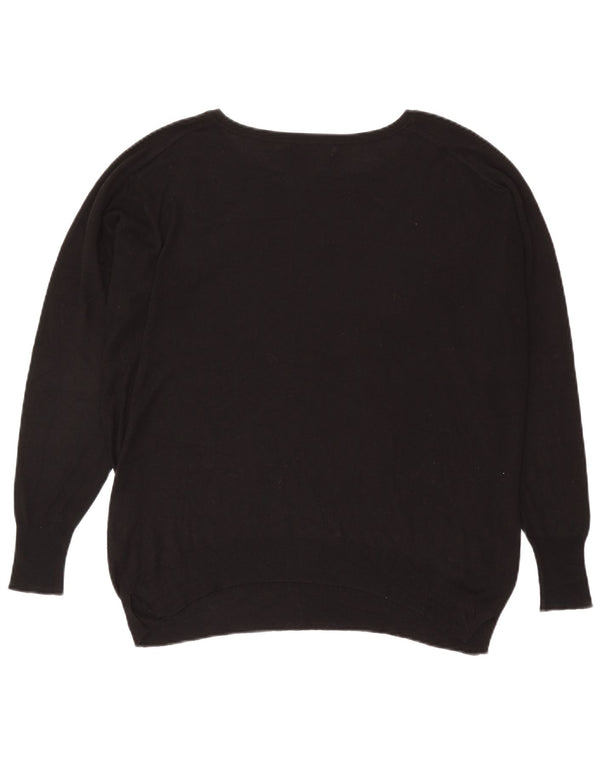 Zara Pull surdimensionné à col bateau pour femme UK 10 Small Noir Viscose