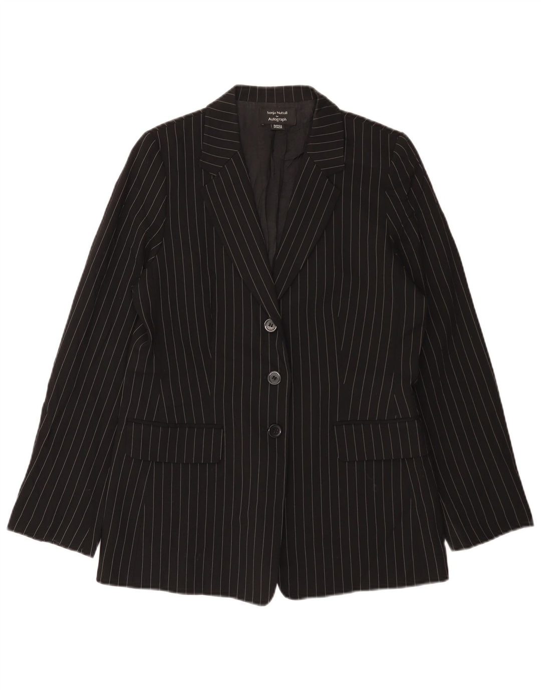 Marks & Spencer Veste blazer autographe pour femme UK 12 Medium Black Pinstripe