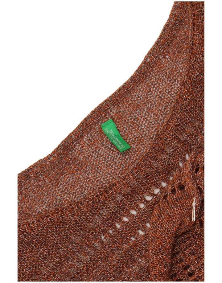 Benetton Haut court en tricot pour femme UK 12 Marron moyen