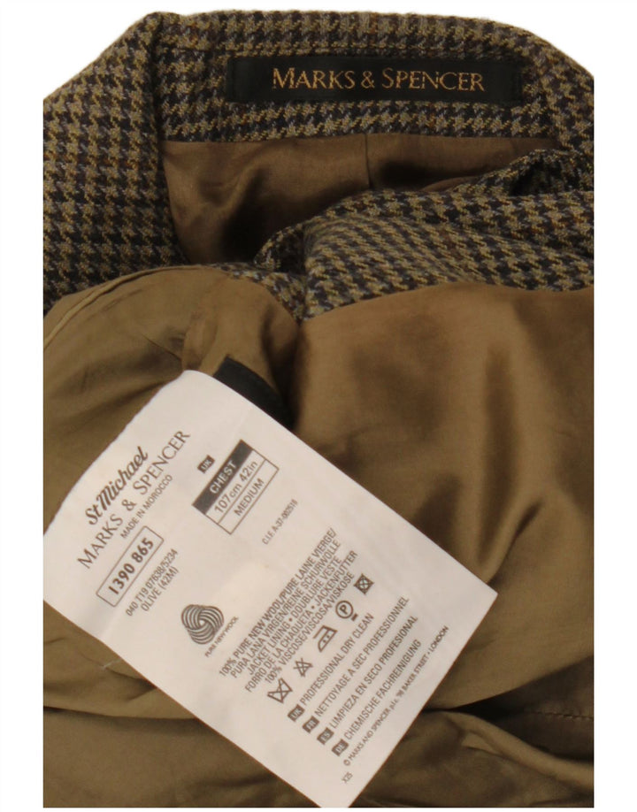 Marks & Spencer Veste blazer à 2 boutons pour homme UK 42 Grand pied-de-poule kaki