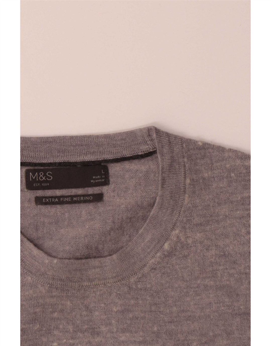 Marks & Spencer Pull à col rond pour homme en laine mérinos grise