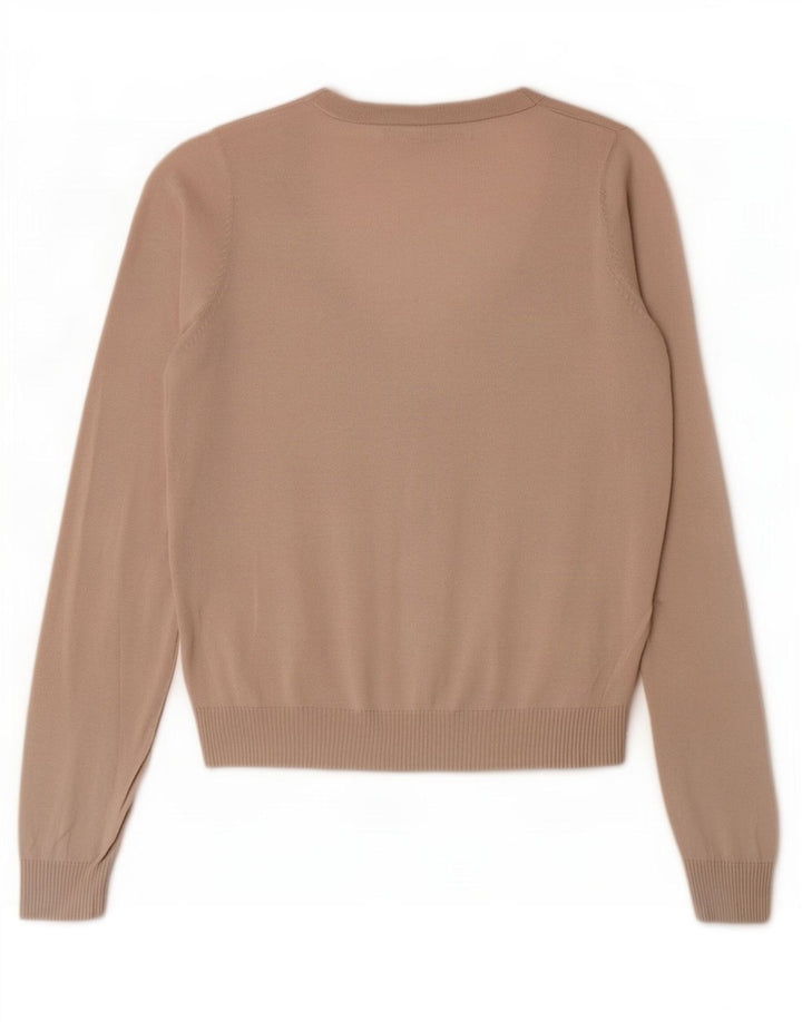 Zara Cardigan Femme Pull UK 12 Coton Beige Moyen