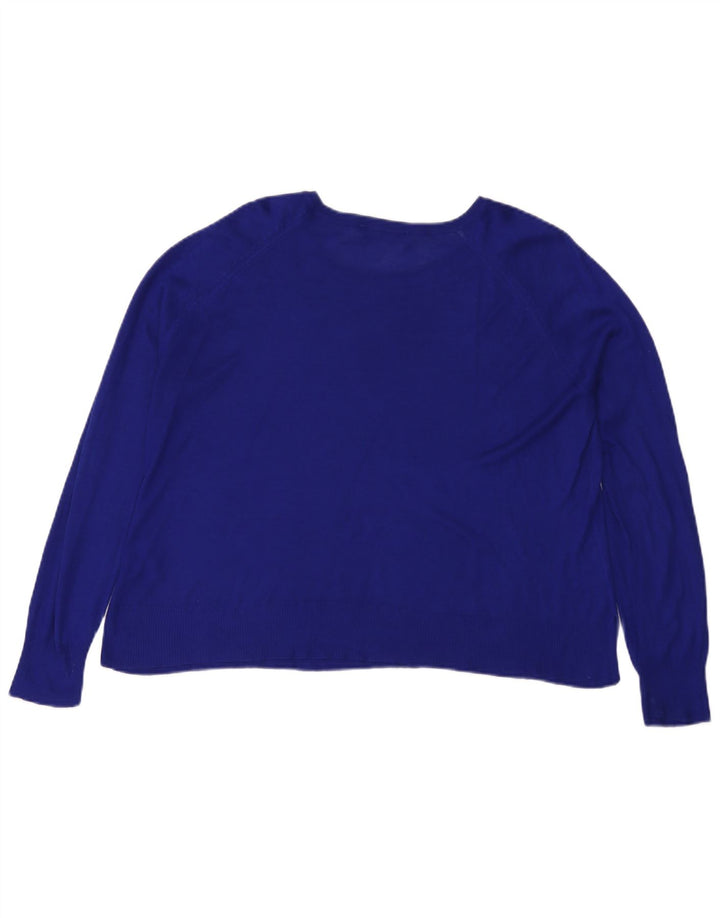 Zara Femme Chemisier Oversize Top UK 14 Bleu Moyen Viscose