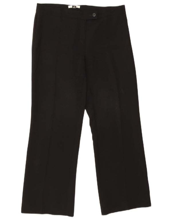 Marella Pantalon de costume droit pour femme UK 14 Large W32 L28 Triacétate noir