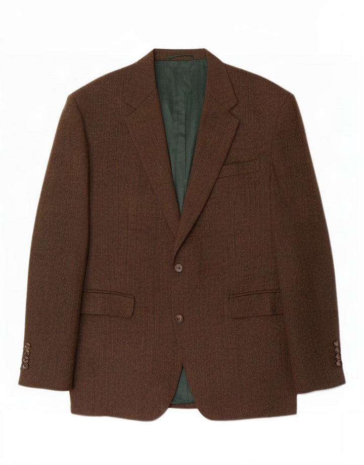 Marks & Spencer Veste blazer à 2 boutons pour homme UK 46 XL en laine à chevrons marron