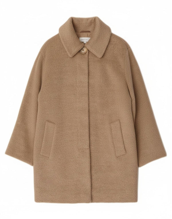 vintage Femme Manteau surdimensionné UK 12 Laine Beige Moyenne