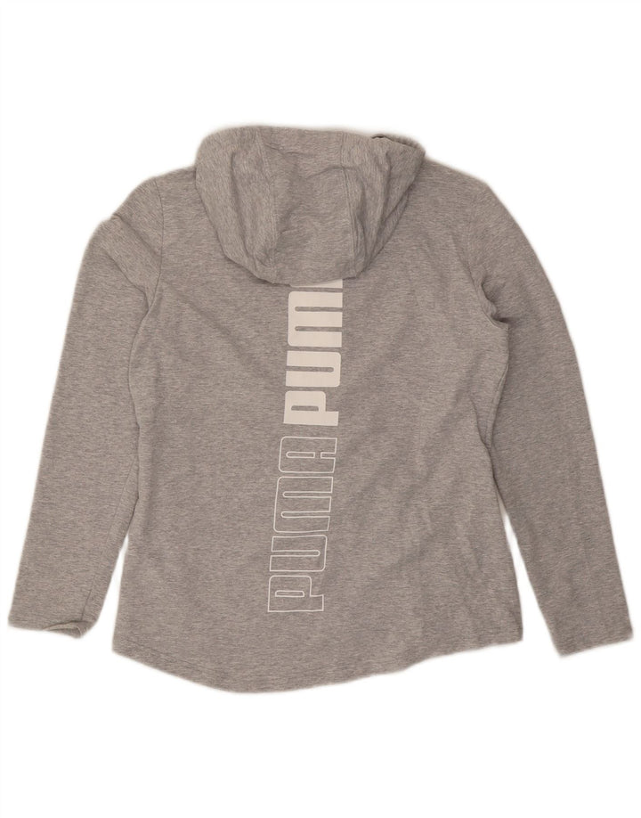 PUMA Pull à capuche zippé graphique pour femme UK 12 Gris moyen Coton