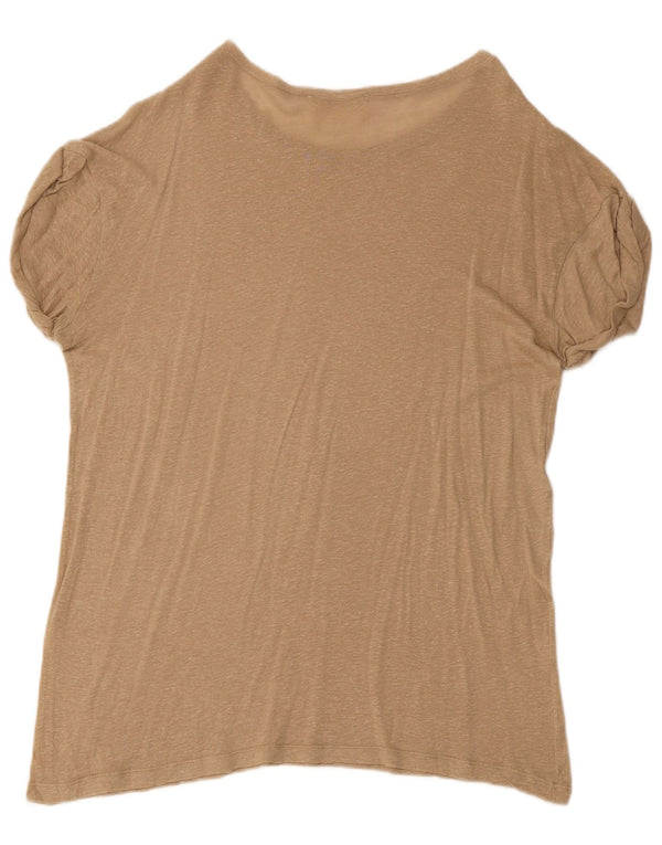 Zara Womens T-Shirt Top UK 14 Large Beige Moucheté