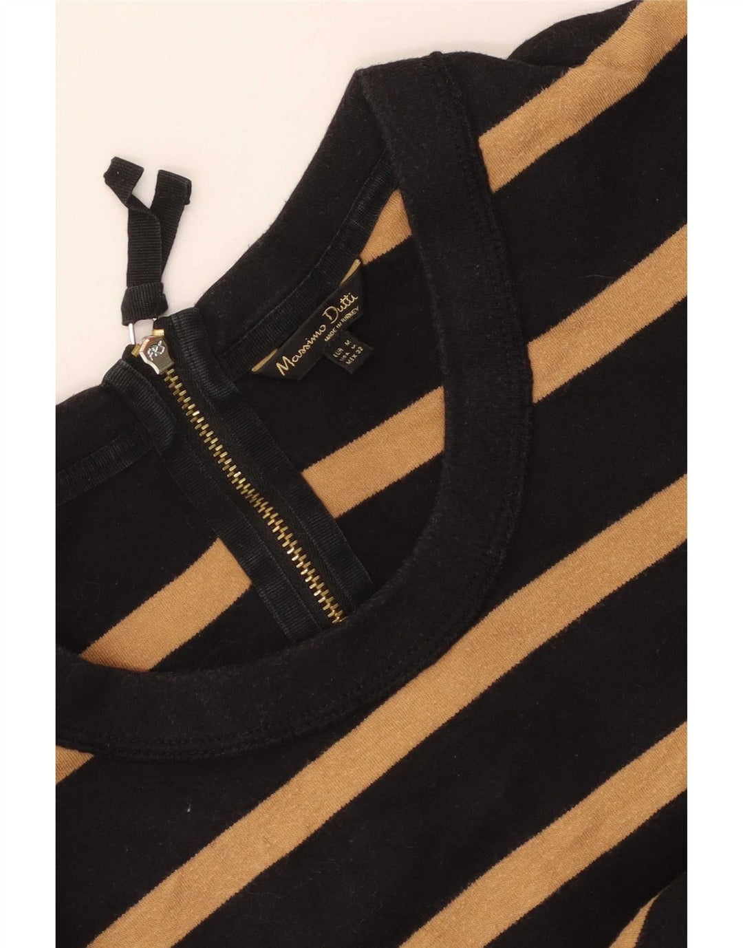 Massimo Dutti Haut Femme Manches 3/4 UK 14 Moyen Noir Rayé