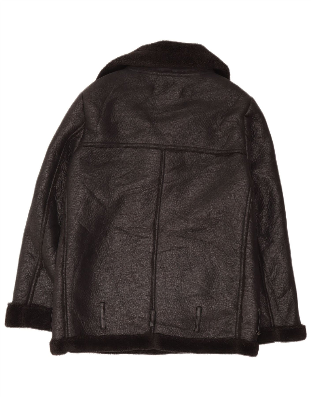 Zara Veste Sherpa surdimensionnée pour femme UK 6 XS Noir Polyester