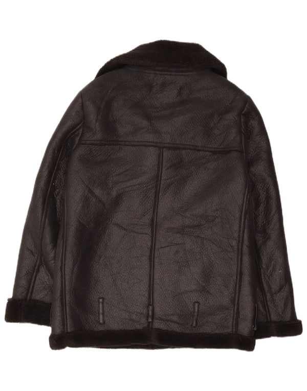 Zara Veste Sherpa surdimensionnée pour femme UK 6 XS Noir Polyester