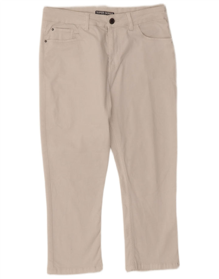 Marks & Spencer Pantalon Capri Femme UK 12 Medium W32 L21 Blanc