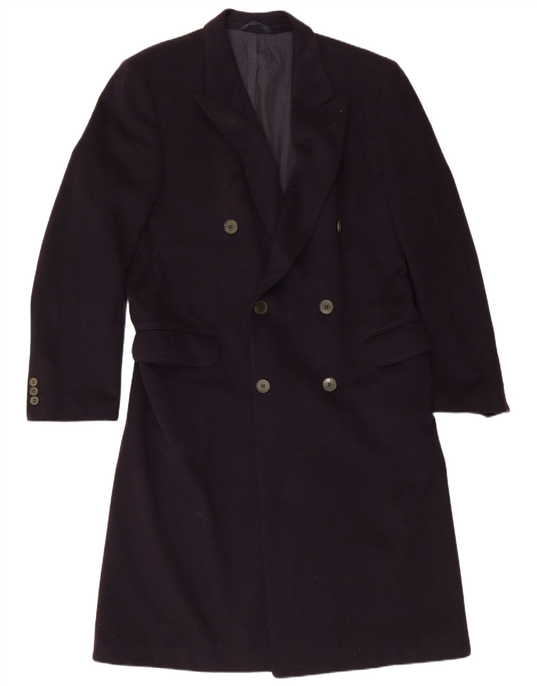 LARUSMIANI Mens Double Breasted Coat IT 50 Large Navy Blue Cashmere
