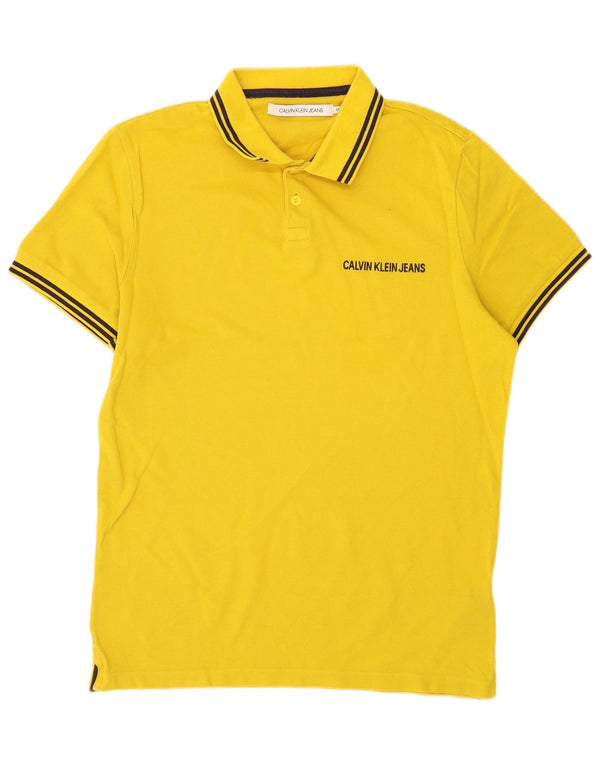 Calvin Klein Jeans Polo Homme Jaune Moyen Rayé Coton