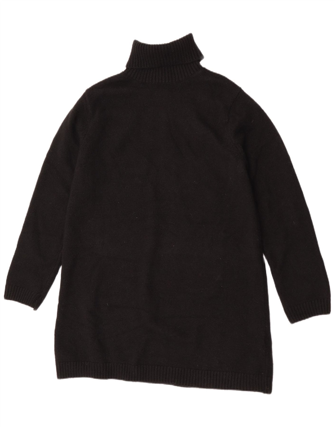 Zara Pull long à col roulé pour femme UK 14 Noir moyen Polyester