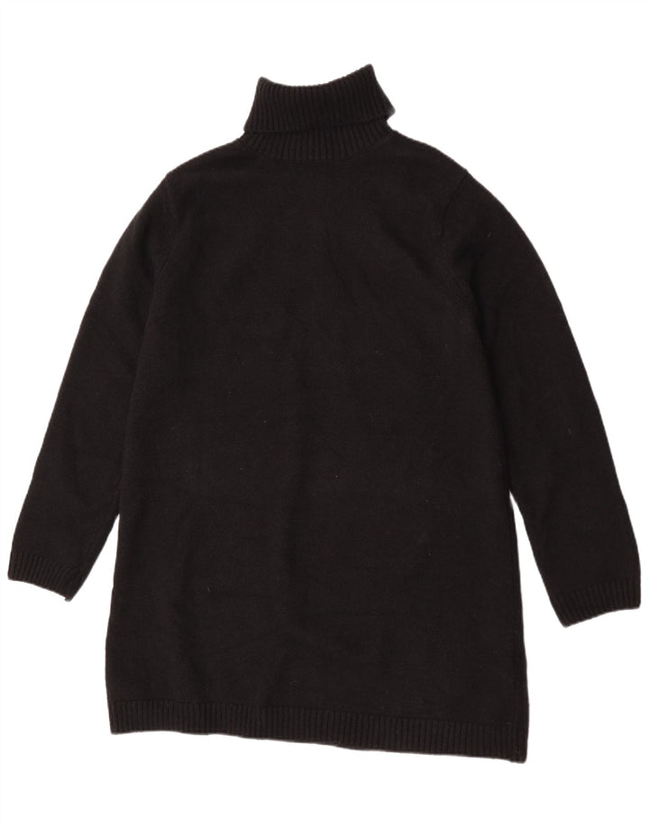 Zara Pull long à col roulé pour femme UK 14 Noir moyen Polyester