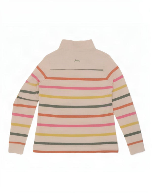 Joules Womens Button Neck Sweatshirt Jumper UK 10 Petit Blanc Rayé