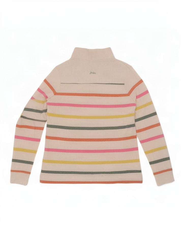 Joules Womens Button Neck Sweatshirt Jumper UK 10 Petit Blanc Rayé