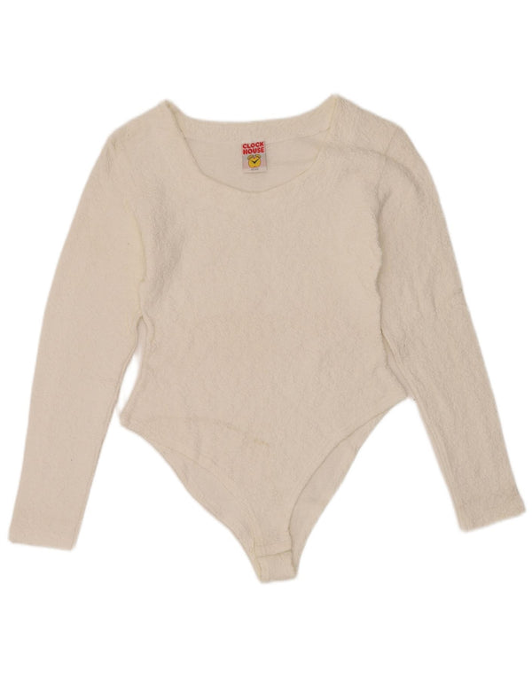 CLOCK HOUSE Body à manches longues pour femme IT 42/44 en coton blanc moyen
