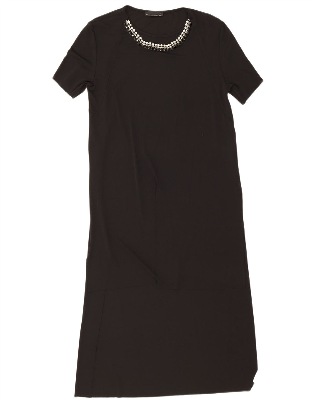 Zara Femme Maxi Robe UK 12 Moyen Noir Polyester